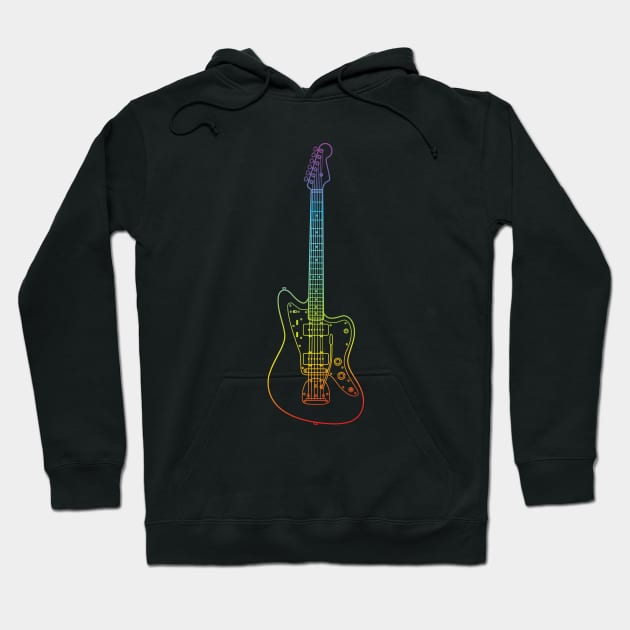 Offset Style Electric Guitar Colorful Outline Hoodie by nightsworthy